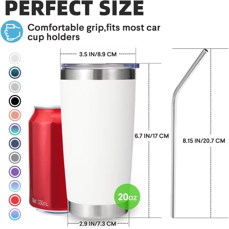 Insulated Tumbler with Lid & Straw
